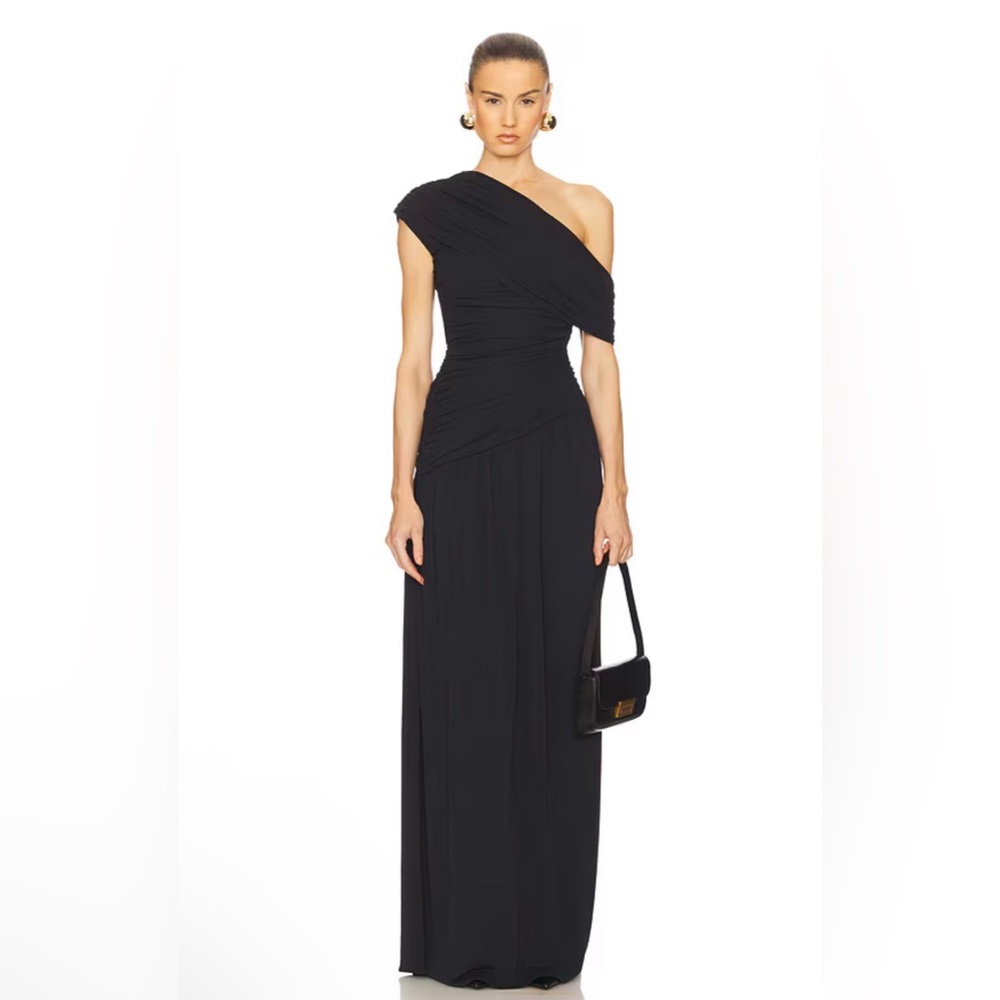One-Shoulder Black Evening Gown